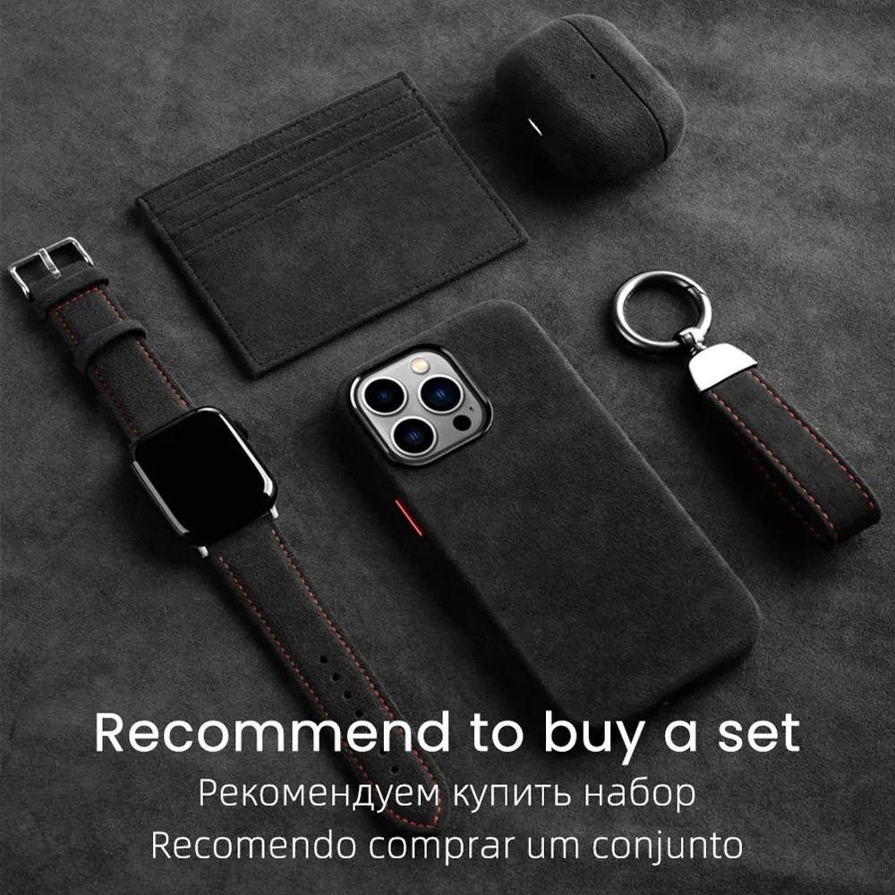 Фото Магнитный чехол с алькантарой для iPhone 15 Pro Max 12 13 14Plus, Роскошный деловой Внутренний чехол с суперкамерой, одинаковый замшевый кожаный чехол для телефона №3