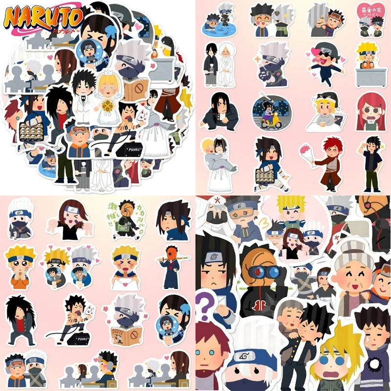 48 шт. Наруто граффити наклейки для мальчиков и девочек Kawaii Sasuke Чемодан ноутбук справочник декоративные наклейки Какаши манга наклейка