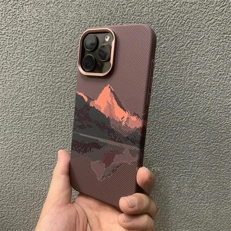Чехол с принтом Mountain Peak для iPhone 16 17 Pro Max 15, магнитный беспроводной чехол для Magsafe Relief, углеродный цвет, жесткий корпус для ПК
