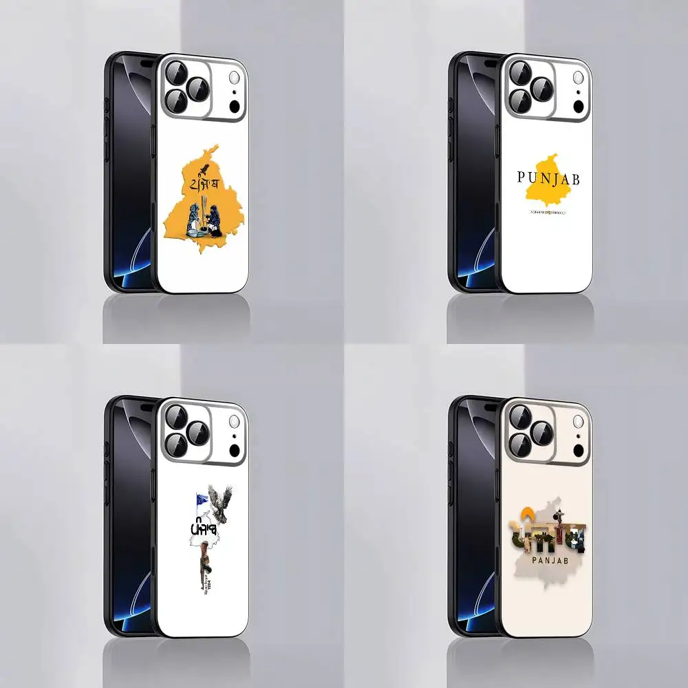 Чехол для телефона State India Punjab MAP для iPhone 17,16,15,14,13,12, Pro, Max, Plus, E, SE4, Air, Mini Black, мягкий чехол