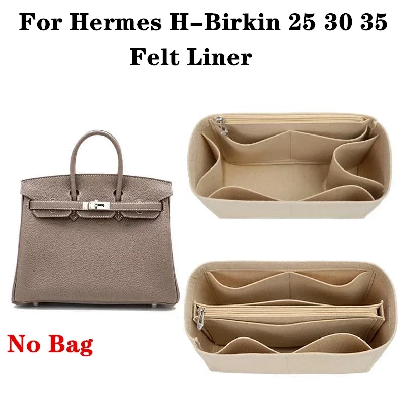 Фетровая сумка-вкладыш для Hermes H-Birkin 25 30 35, сумка из фетровой ткани, косметичка, противоударная женская сумка для макияжа