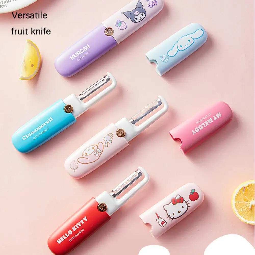 Sanrio нож для очистки фруктов аниме мультфильм Hello Kitty Kuromi Cinnamoroll уличная портативная терка для овощного салата кухонный скребок