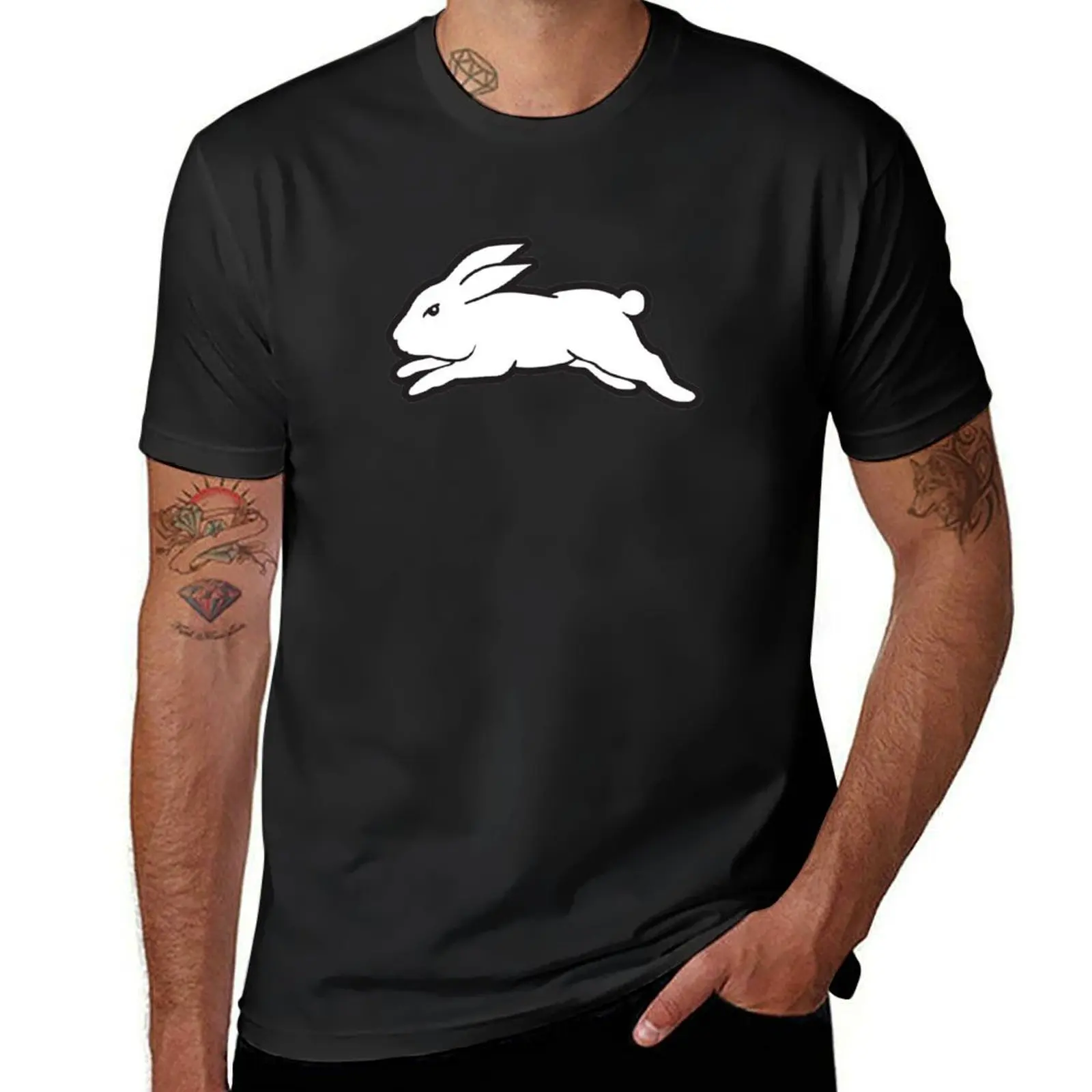 Футболка Reggie-Rabbitohs, блузка, черная Милая одежда, облегающие футболки для мужчин