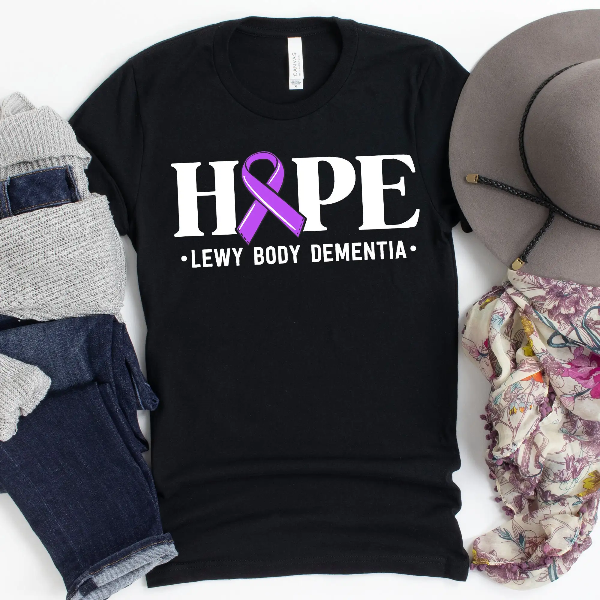 Футболка с фиолетовой лентой Hope for Lewy Body Dementia Survivor