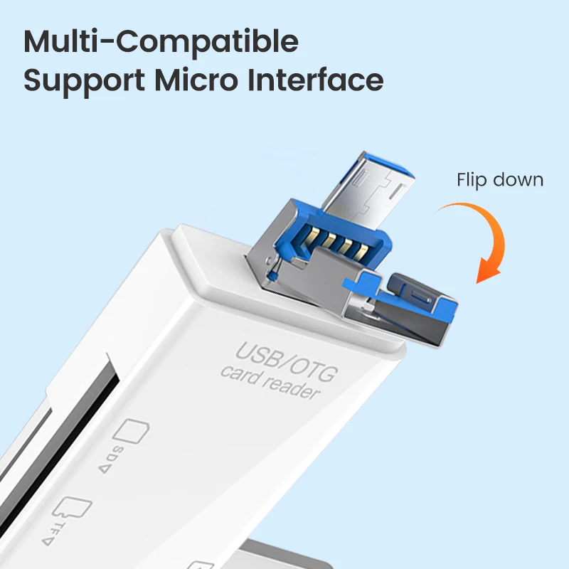 Фото Устройство чтения карт памяти 6 в 1. Устройство чтения карт Micro SD TF. USB-флеш-накопитель. Устройство чтения карт памяти USB 2.0 TF CF. Адаптер Micro USB Type C. №5