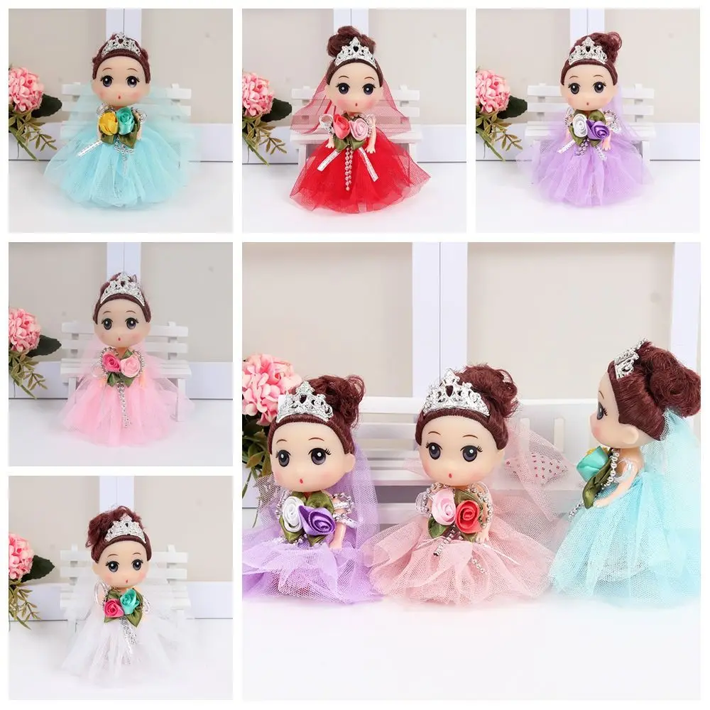 Фото 12 см, кукла принцессы BJD с большими глазами, подвижная корейская кукла для макияжа, 12 см, кукла Bjd, сладкие густые волосы, свадебное платье, мини-девушка, игровой домик №2