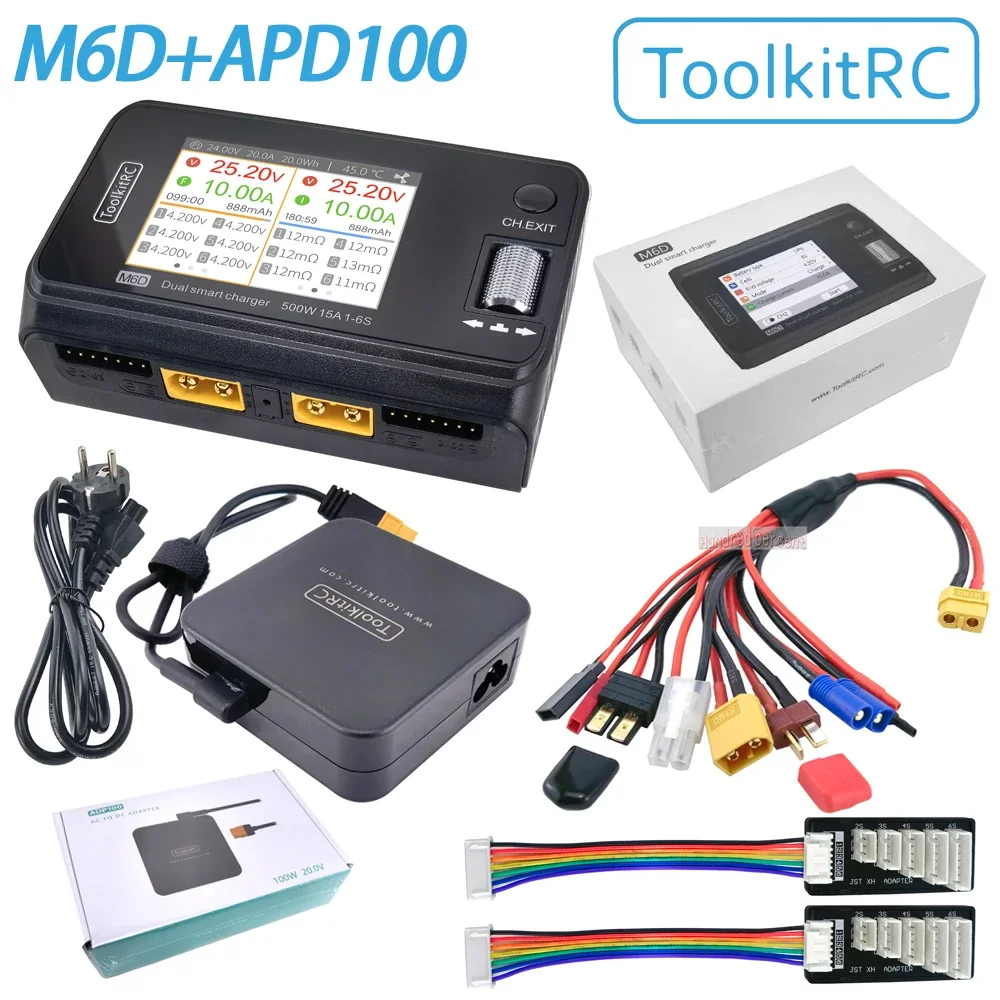 2020 ToolkitRC M6D 500W 15A DC Двухканальное мини смарт-зарядное устройство разрядник для 1-6S Lipo батареи FPV модель запасные части для замены M8