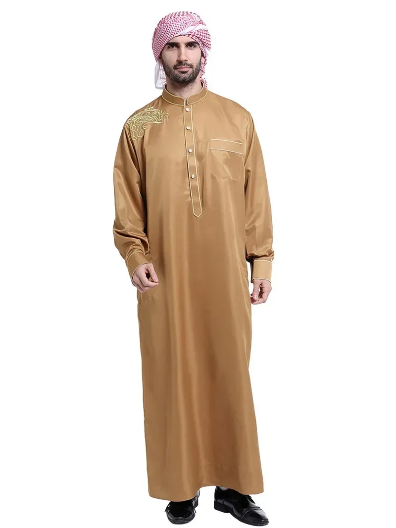 Фото Новая мусульманская одежда Jubba Thobe Исламская одежда Рамадан Мужская Абая Thawb Длинный халат Саудовская одежда Мусульманский кафтан Jubah Дубай Арабское платье №4