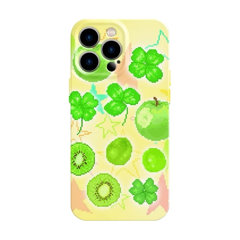 Чехол Green Pixel Wind Lucky Grass Good Luck для IPhone 16E 15 14 13 Pro Max 12 Mini 11 Pro, противоударный защитный жесткий чехол для ПК