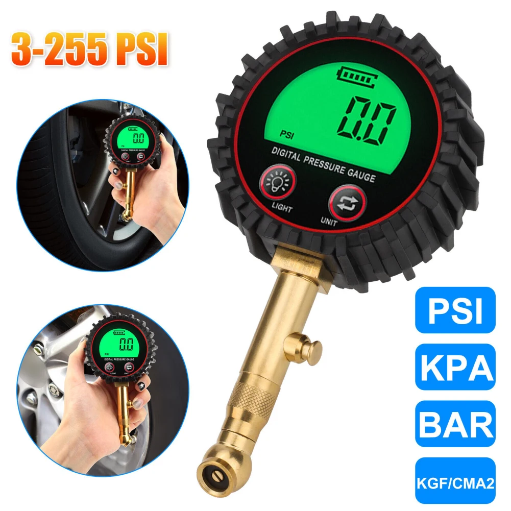 Измеритель давления в шинах, 3-255 PSI, с ЖК-дисплеем