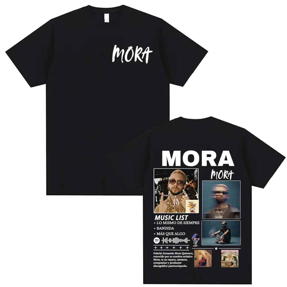Рэпер Mora Lo Mismo De La Otra Vez Tour Футболки Мужская одежда Классическая уличная футболка в стиле хип-хоп Унисекс Горячая распродажа Футболка в стиле Харадзюку
