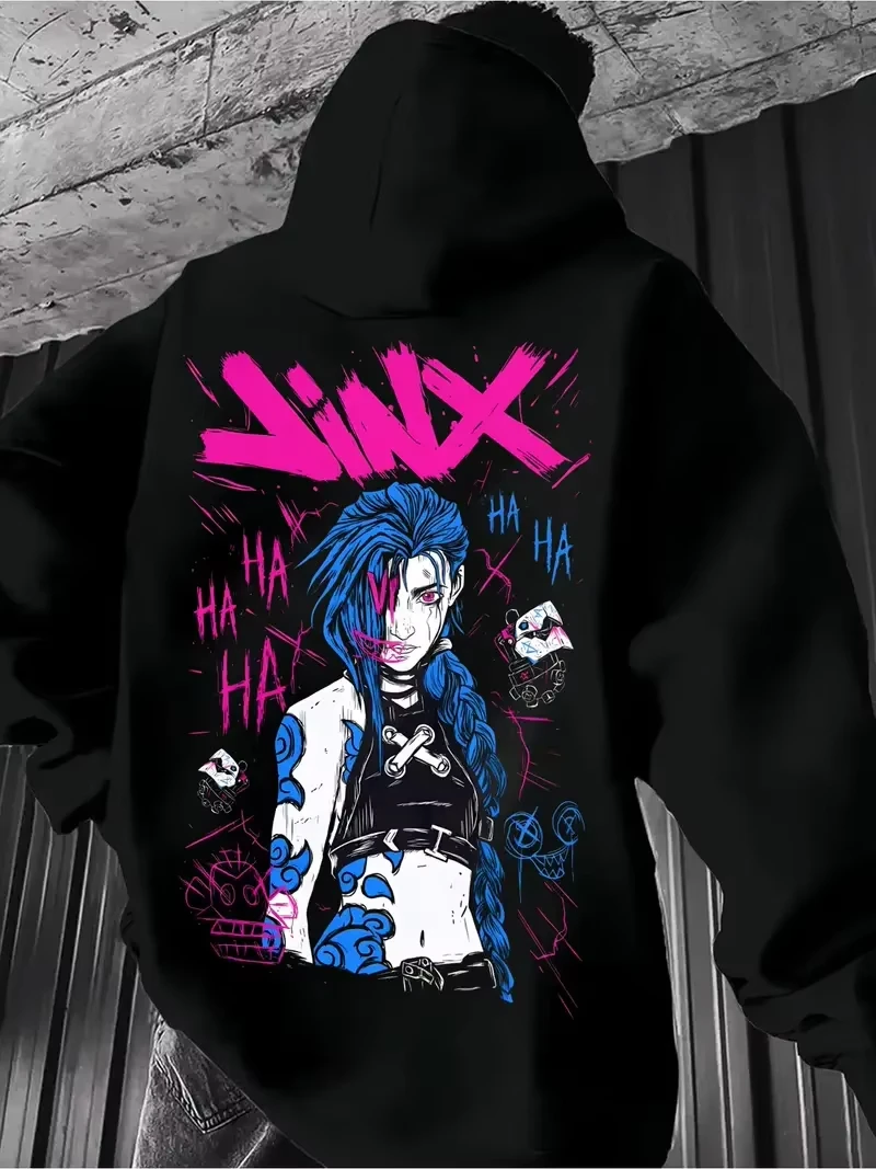 Фото Популярная аниме Arcane League Jinx 3d толстовка с принтом для мужчин и женщин толстовка с капюшоном спортивный костюм игровая толстовка с длинным рукавом мужская толстовка для мальчиков №4