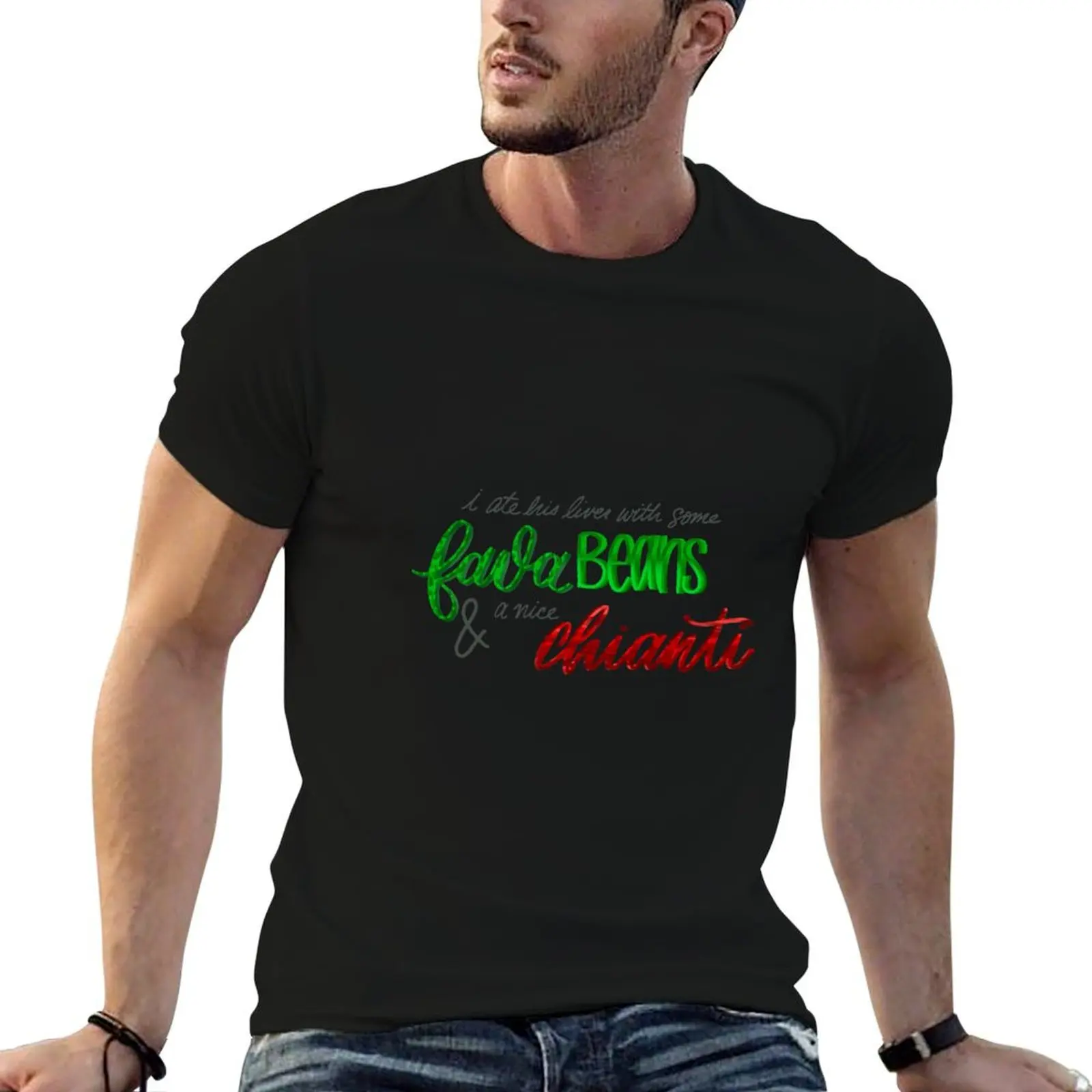 Fava Beans and a Nice Chianti Silence of the Lambs Quote Premium Scoop T-Shirt Blouse винтажные футболки футболки для мужчин упаковка
