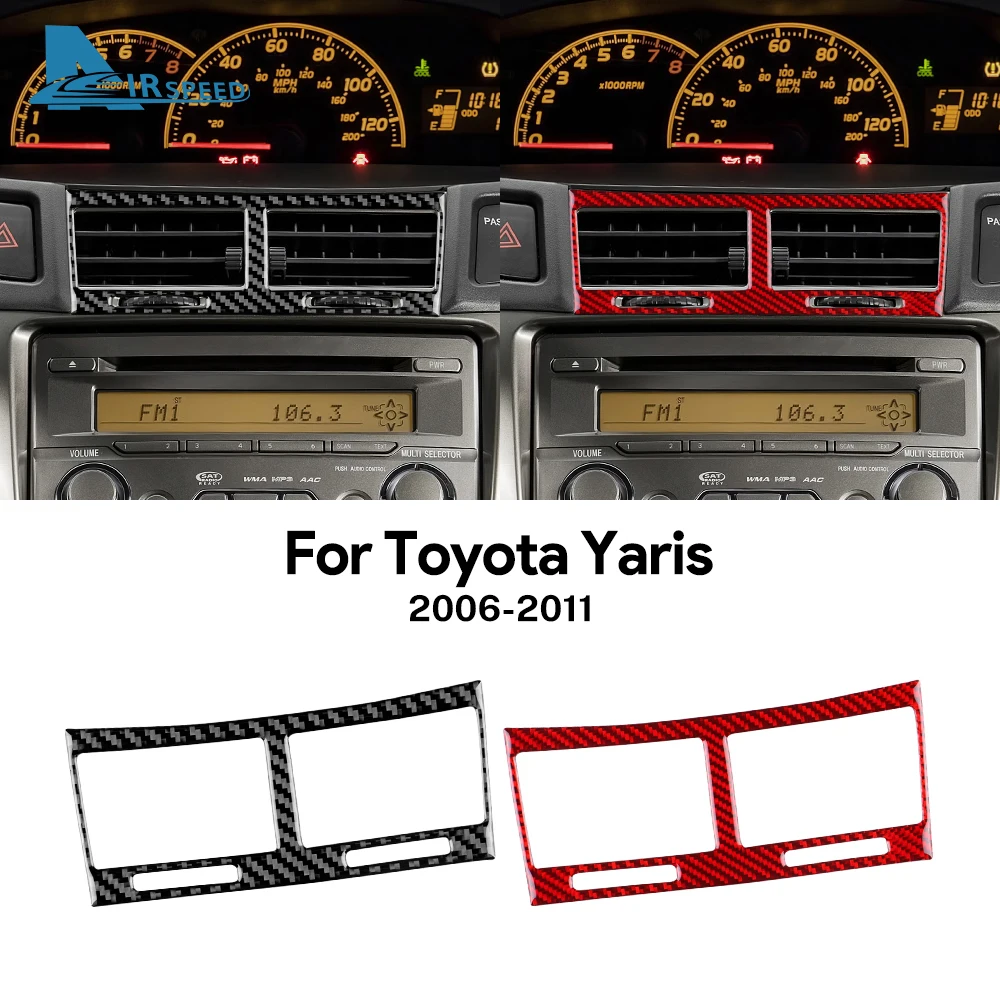 Настоящая мягкая наклейка из углеродного волокна для Toyota Yaris 2006, 2007, 2008, 2009, 2010, 2011, LHD RHD, автомобильное центральное управление, аксессуары для воздуховыпускного отверстия