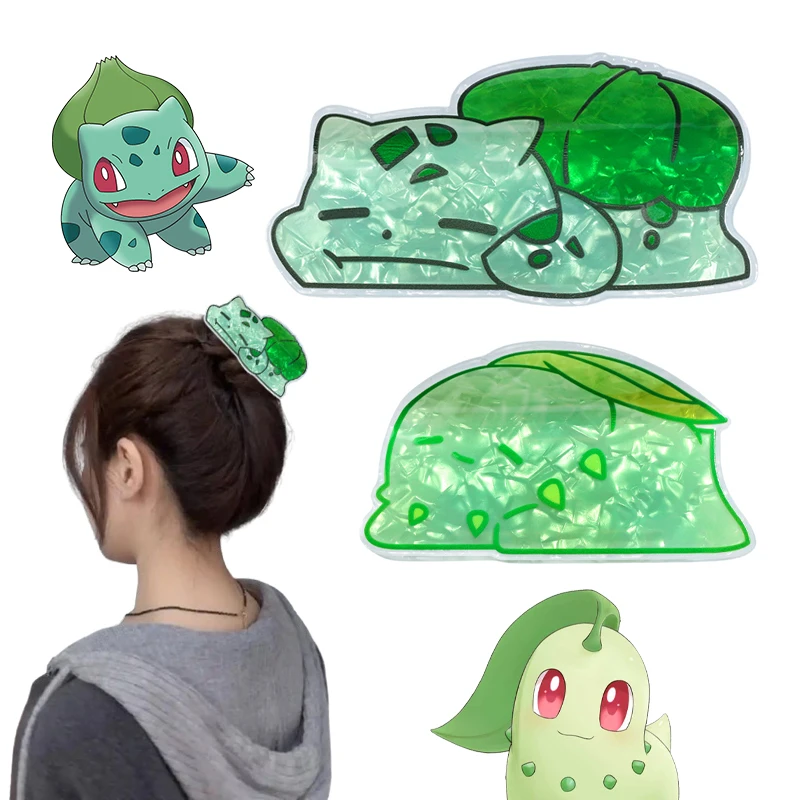Bulbasaur Chikorita коготь для волос для женщин милая заколка для волос с героями мультфильмов для девочек модная заколка в виде краба для волос женские элегантные аксессуары на голову