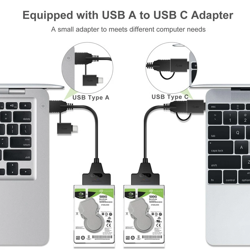 Кабель для подключения внешнего жесткого диска с разъемами USB Type-C или USB на 2,5 дюйма