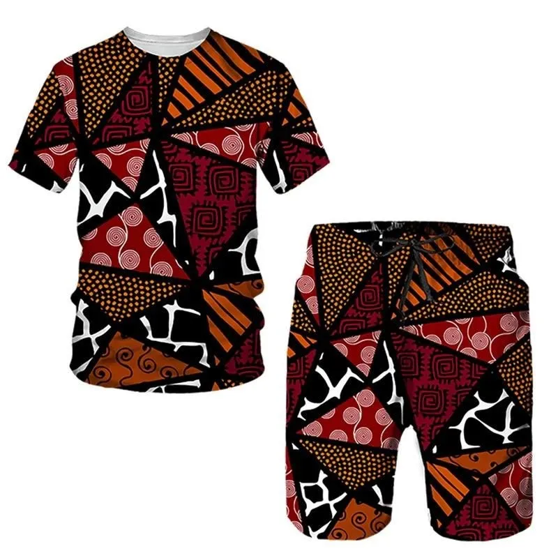 2024 Retro Men's T-shirts Shorts Set African Ethnic Style 3D Print Tracksuit Outfits Fashion Man Women Plus Size Sportwear Suits (art.: 3920caa165ee2) - 3920caa165ee2