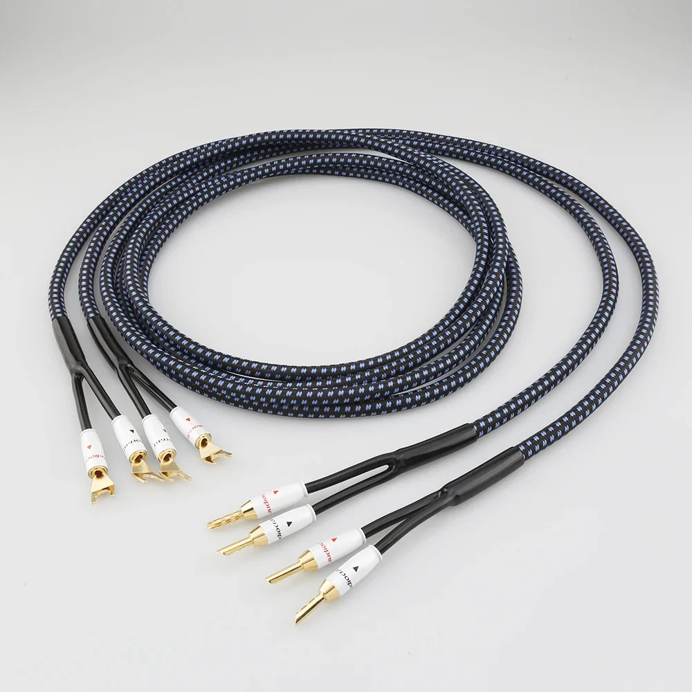 Фото Пара Audiocrast SP14 HIFI посеребренный акустический кабель Hi-end OCC акустический провод для систем Hi-Fi Y штекер типа «банан» №3