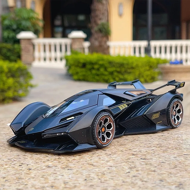 Масштаб 1/22, Lamborghini V12GT, супер модель автомобиля со звуком и фотографией, игрушечные автомобили, литые под давлением, подарок для мальчика, металлический миниатюрный автомобиль