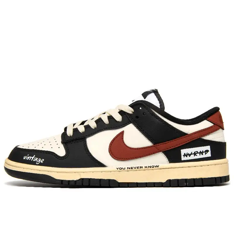 【Настроить】Nike Dunk Обувь для скейтбординга Унисекс Низкие черные/белые/красные кроссовки DD1391-100