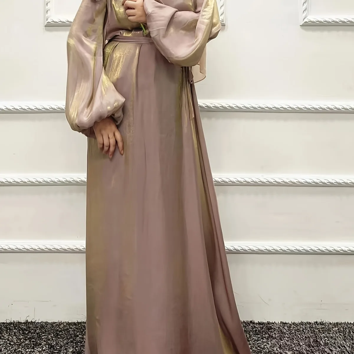 Фото Abaya арабское мусульманское платье Дубая длинное платье Женская свободная длинная юбка одежда с поясом одежда Рамадан гурбан №2