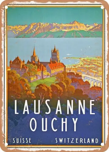Металлический знак-1929 Лозанна-Ouchy, швейцарская винтажная реклама