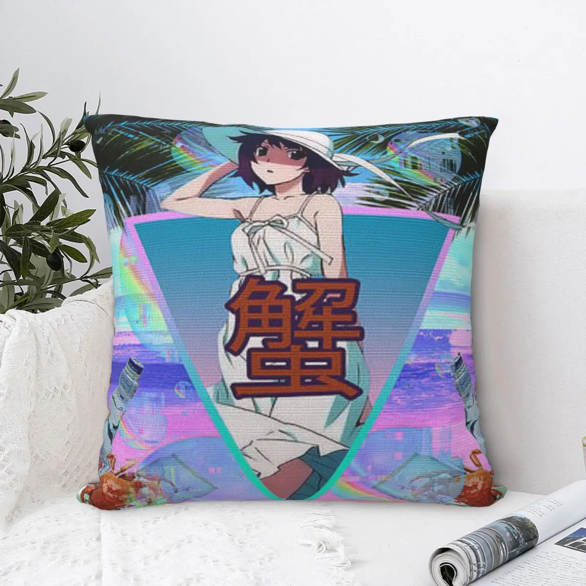 Hitagi Vaporwave lawmarket Phoenix, подушка, чехол для подушки, черная подушка для тела, аниме подушка, декоративные подушки для дивана