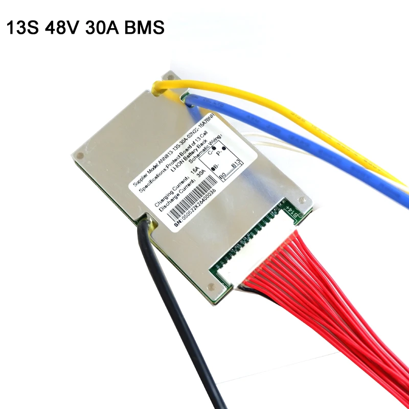 Литиевая батарея 48 В 20A 30A 40A 50A BMS для литий-ионного аккумулятора 13S с функцией балансировки и температурной защитой