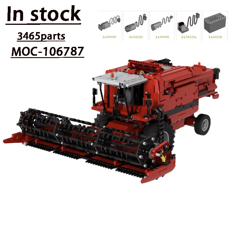 Красная новая модельMOC- 106787 Радиоуправляемая электрическая версияGround FarmingHarvester3465Детали на заказМодель строительного блока для взрослыхДетский подарок на день рожденияИгрушки