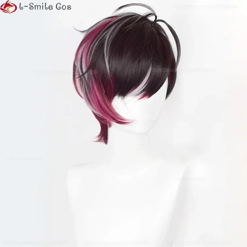 Фото Vtuber Nijisanjien EN7 XSOLEIL Vermillion Косплей Парик 33 см Короткие парики Ver Волосы Термостойкие волосы Мужской парик для вечеринки + шапочка для парика №4