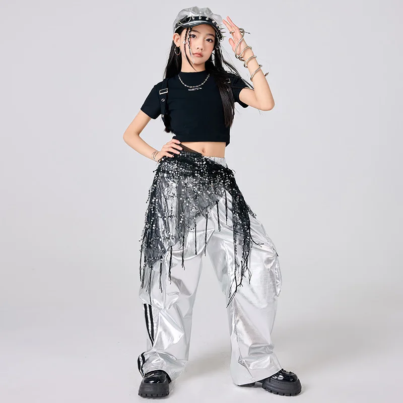 Фото Летние сценические костюмы Kpop для девочек, костюм черлидинга, джазового танца, детская одежда в стиле хип-хоп, детский праздничный наряд для выступлений, 9460 №4
