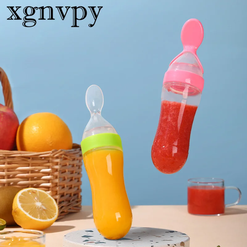 Силиконовая ложка xgnvpy для младенцев, в бутылочке, с пипеткой, медицинская ложка, столовые приборы для малышей, посуда, тренировочная рисовая ложка для новорожденных