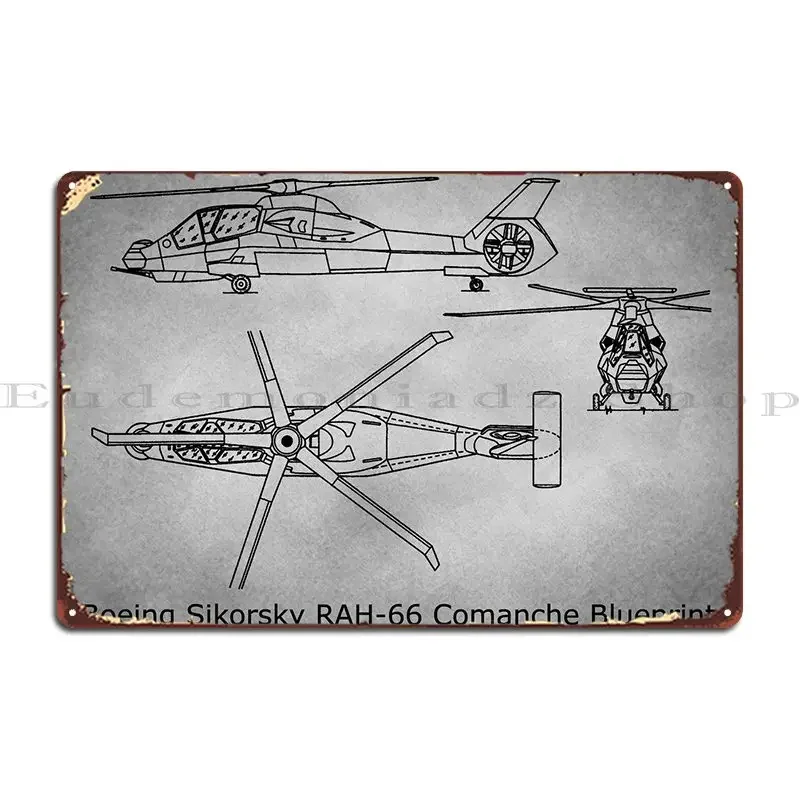 Серая металлическая вывеска Boeing Sikorsky Rah66, украшение, настенная роспись, индивидуальный жестяной знак, постер