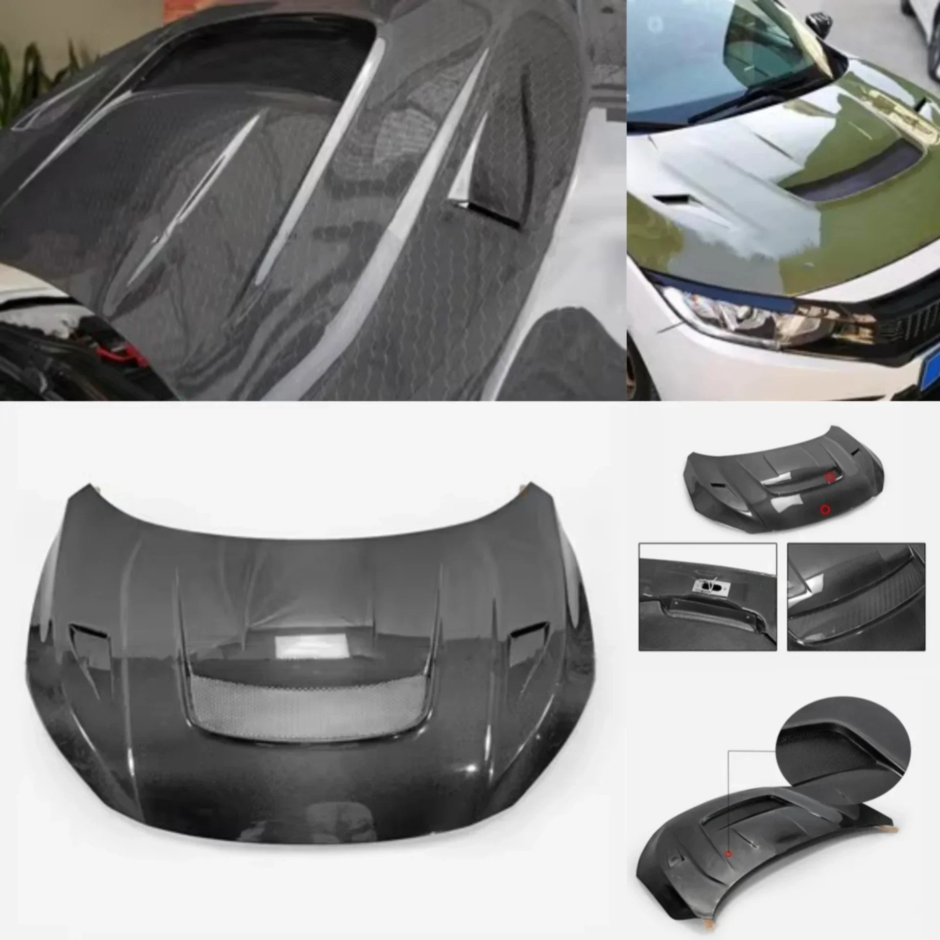 Крышка двигателя из углеродного волокна, полимерный капот для Honda Civic FK8 Type R, совок капота, модифицированный капот в стиле Varis, автомобильные аксессуары