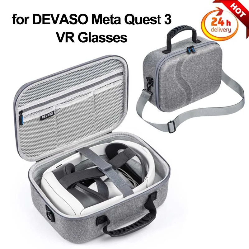 Сумка для хранения виртуальной реальности DEVASO Meta Quest 3, водонепроницаемая, для путешествий, портативная, диагональная, с ручкой