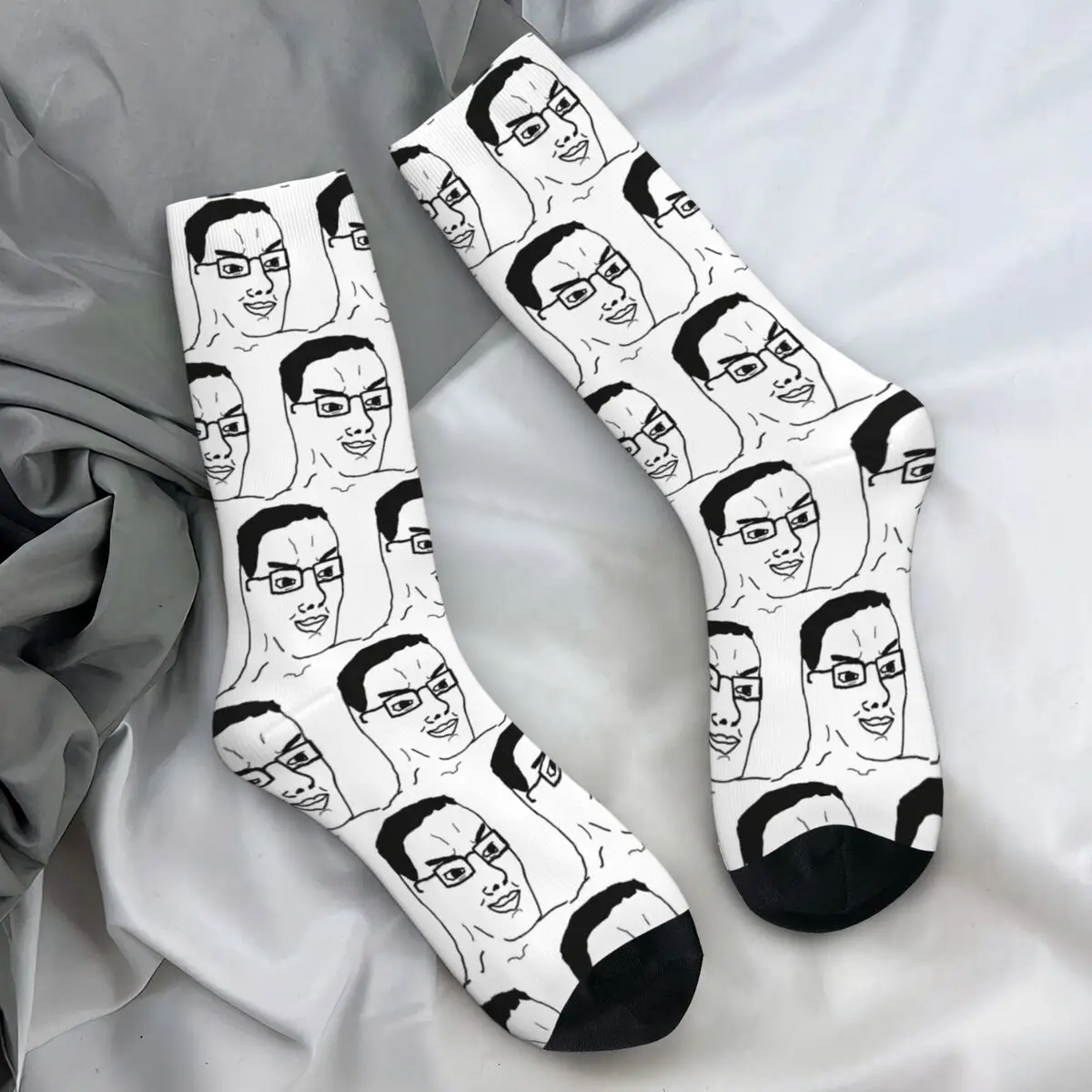 Аниме Wojak Soyjak, забавные чулки с изображением мема, дизайнерские готические носки, весенние антибактериальные носки, мужские спортивные носки унисекс для бега Нижнее белье