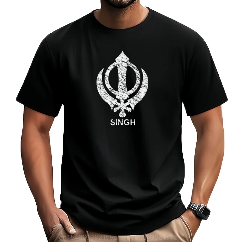 Khanda Singh-подарок для панджаби для мужчин и мальчиков, детская футболка Singh Sikh Symbole, топы, простые черные футболки для мужчин