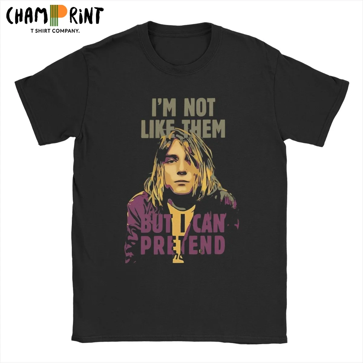 Мужские футболки с гитарой и певцом Kurt Cobain, топы из 100% хлопка, забавные футболки с короткими рукавами и круглым вырезом, футболки с принтом