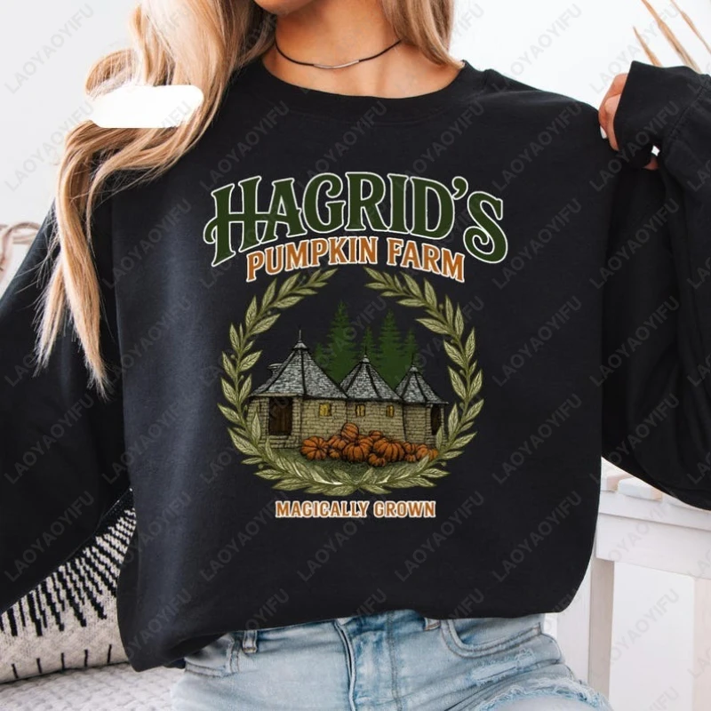 Пуловер с милой нашивкой Hagrid для мужчин и женщин, подарок для любовника на Хэллоуин, жуткий сезон, толстовка с капюшоном из тыквы и фермы, винтажная классическая модная толстовка Толстовки и свитшоты