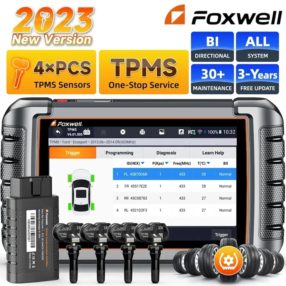 Автомобильный bluetooth-сканер Foxwell NT809TS OBD2, программирующее устройство TPMS, двунаправленное тестирование, все системы 30 + сброс, Автомобильные диагностические инструменты