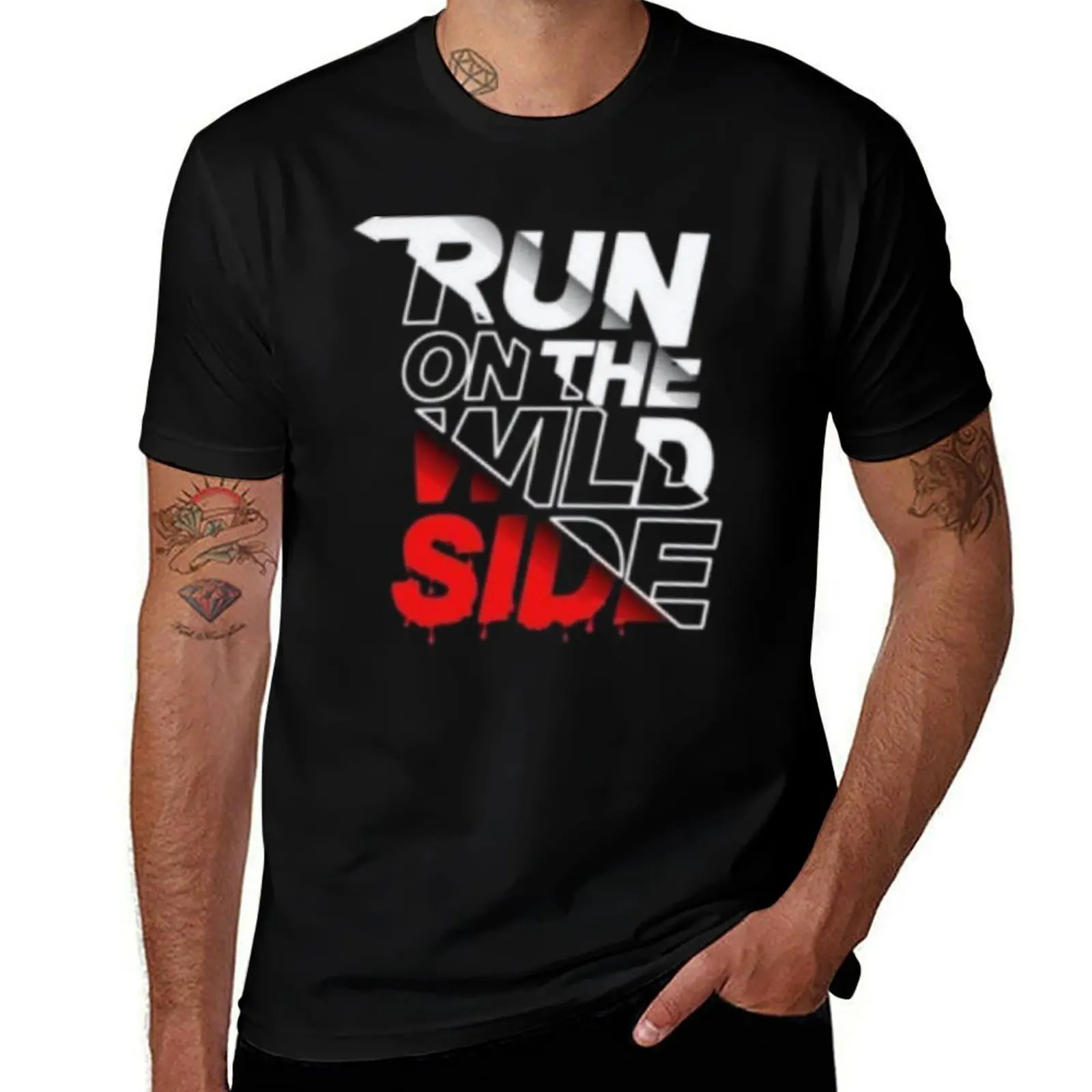 Футболка с мотивационным плакатом Run on the Wild Side, спортивная одежда, одежда в стиле хиппи, мужская одежда
