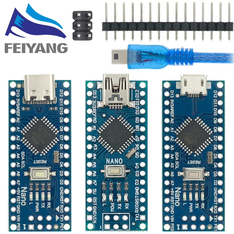 Совместимый контроллер Nano v3.0 для Arduino, с загрузчиком, USB-драйвером CH340, 16 МГц, ATMEGA328P/168P