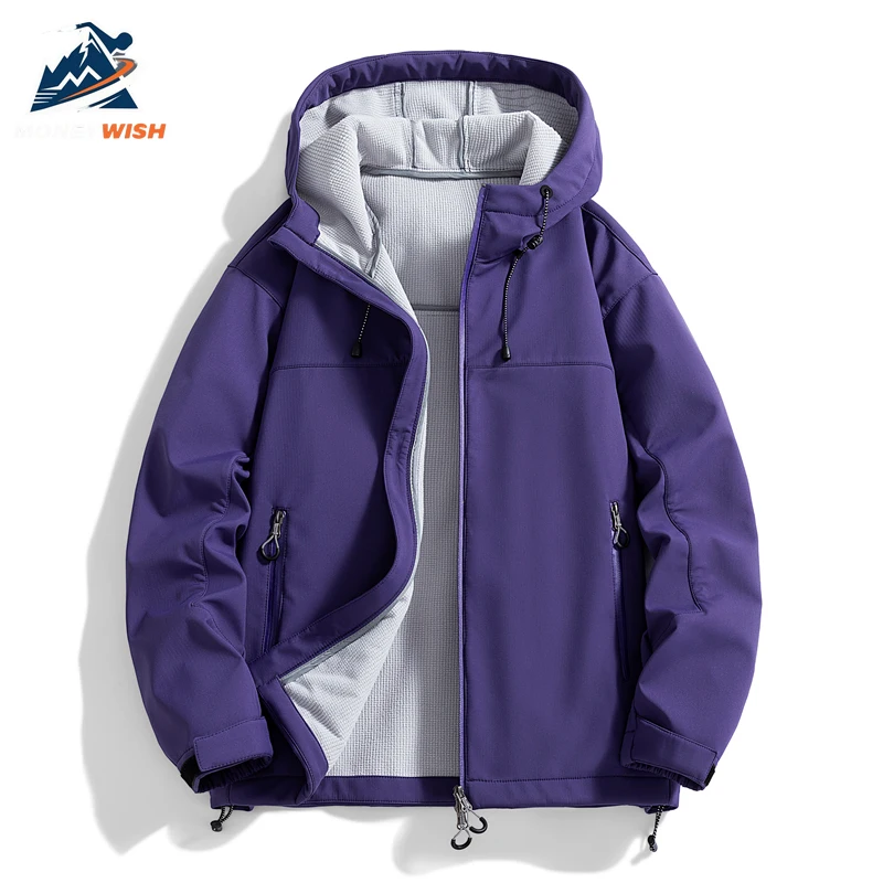 Фото MONEYWISH Мужская куртка Charge Soft Shell Спорт на открытом воздухе Ветрозащитное водонепроницаемое дышащее пальто с капюшоном Повседневная рабочая одежда Ветровка №4