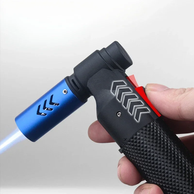 Фото HONEST зажигалка для сигар ветрозащитная кухонная газовая зажигалка струйная бутановая трубка барбекю металлические украшения сварочная зажигалка уличные гаджеты для мужчин №3