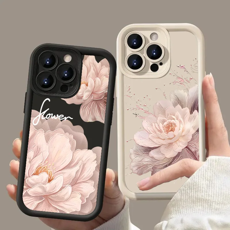 Чехол для iPhone 16, 15, 14, 13, 12, 11 Pro Max, силиконовый чехол из ТПУ с красивым цветком для iPhone 16E XS Max X XR 7 8 Plus SE2 Case