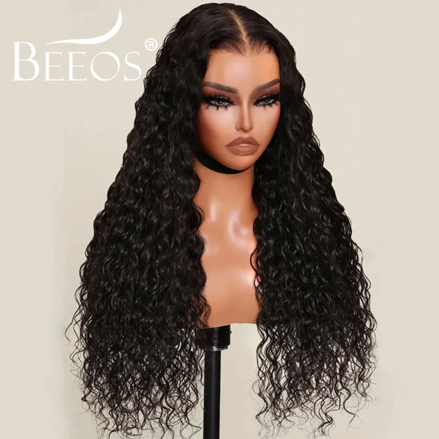 Фото Бесклеевые 5X5 HD Парики с кружевной застежкой Wear & Go Water Wave Парик 250% Предварительно выщипанные человеческие волосы Вьющийся парик Бразильские девственные волосы для женщин №5