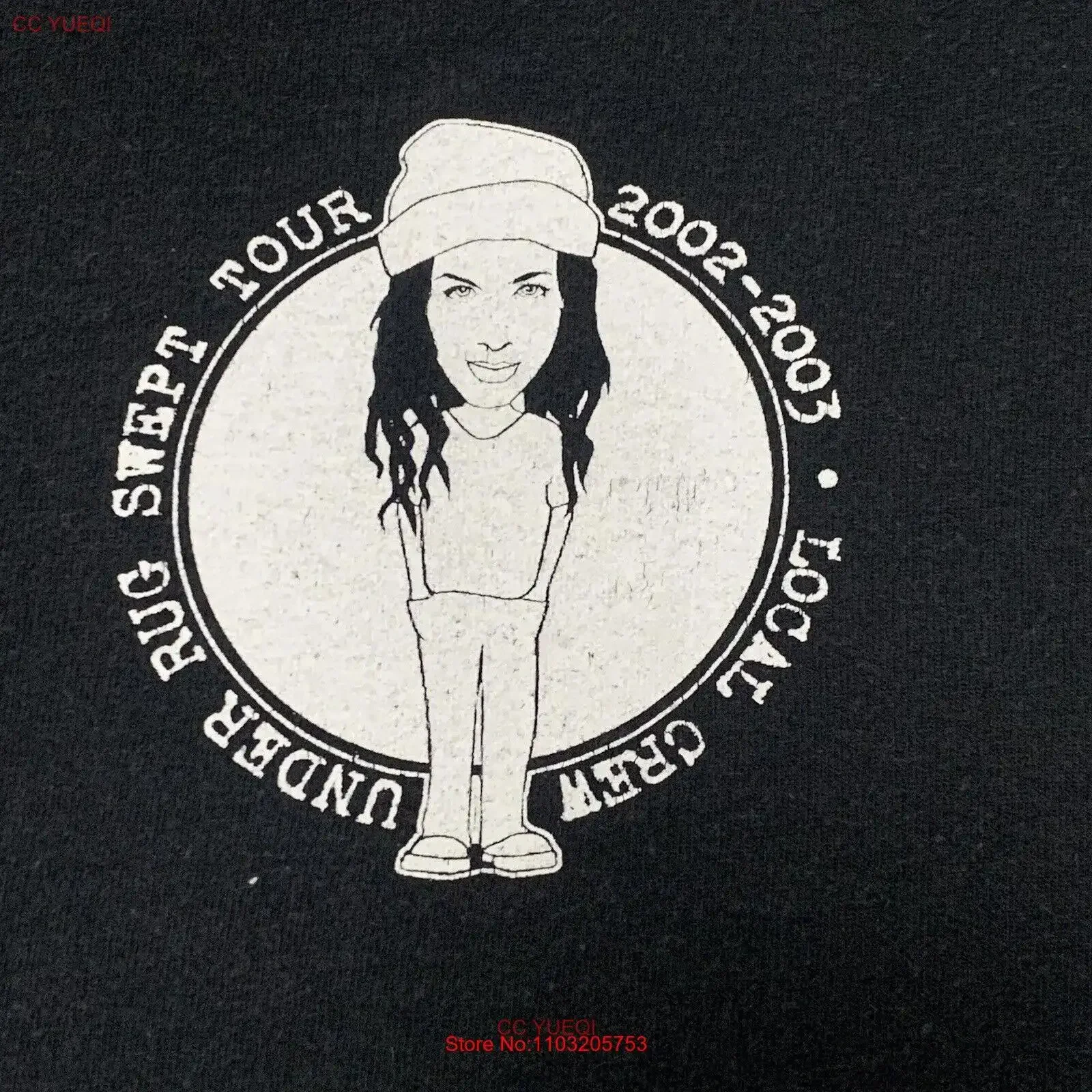 Винтажная футболка Alanis Morissette Under Rug Swept 2003, мужская футболка с местным экипажем XL, черная винтажная стираная уличная одежда, мягкая дышащая мужская футболка