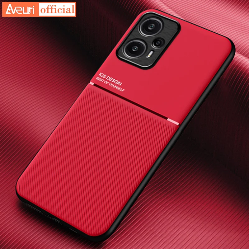 Чехол для телефона Xiaomi Redmi Note 12 Turbo, Магнитный кожаный чехол для Poco F5 X5 Pro, роскошный автомобильный держатель, силиконовый защитный чехол
