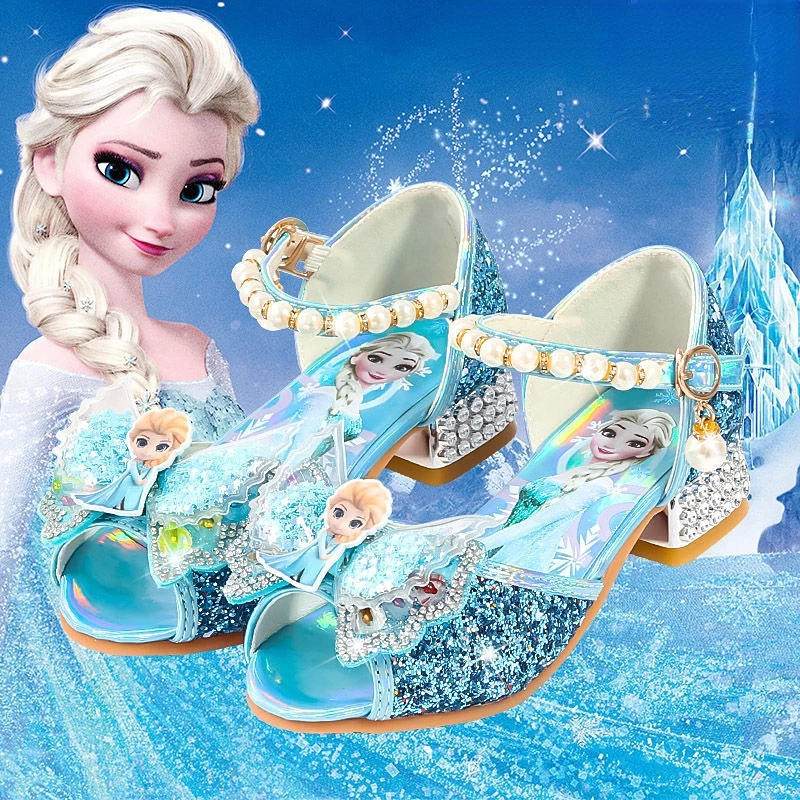 Фото Туфли принцессы Disney для девочек, Летние Босоножки с открытым носком, с жемчугом, для выступлений, праздвечерние чная обувь, размеры 24-38 №4