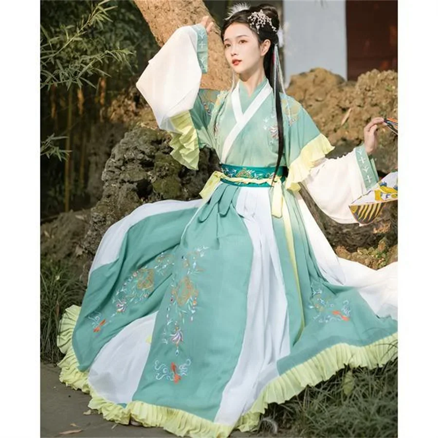 Фото Disfraz de Hanfu rojo традиционное китайское женское платье, платье de dinastía Han, бордо Wei Jin, Princesa de baile folclórico, n №5